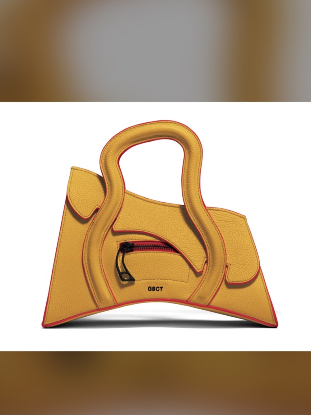 Pebbled Yellow Crossbody Bag with Sculptural Handle - Picture 2 of 14
